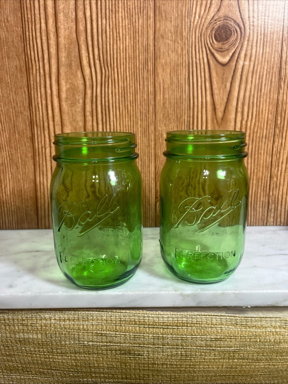 Ball Perfection Green Glass Mason Jars - Set of 2 100th Anniversary